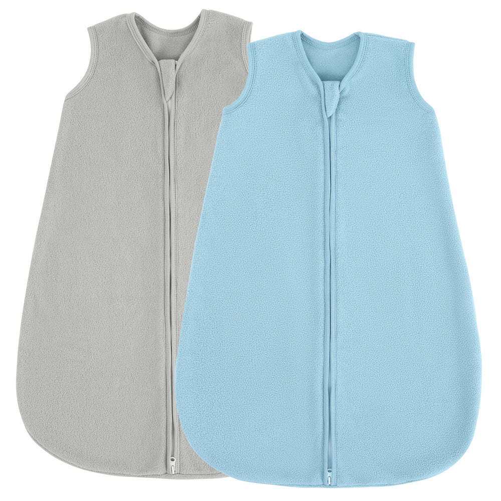 JELLYMONI fleece sleep sack worn by baby for cozy winter warmth.