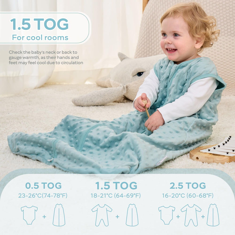JellyMoni fleece sleep sack cotton lining view; soft against skin and gentle warmth.