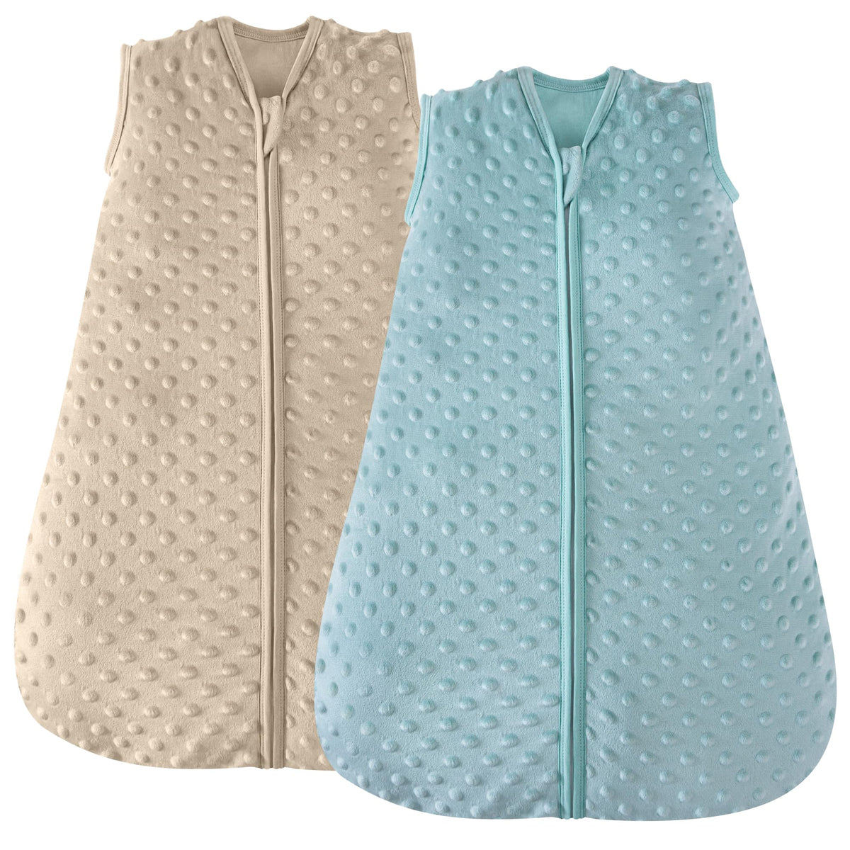 JellyMoni fleece sleep sack plush dots closeup; cozy warmth for peaceful baby sleep.
