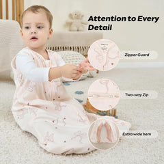 Jellymoni knitted cotton sleep sack close-up shows breathable fabric and soft touch