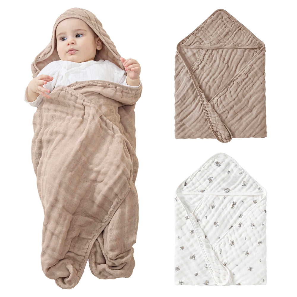 Jellymoni muslin hooded towel pack for newborns, perfect for bath time