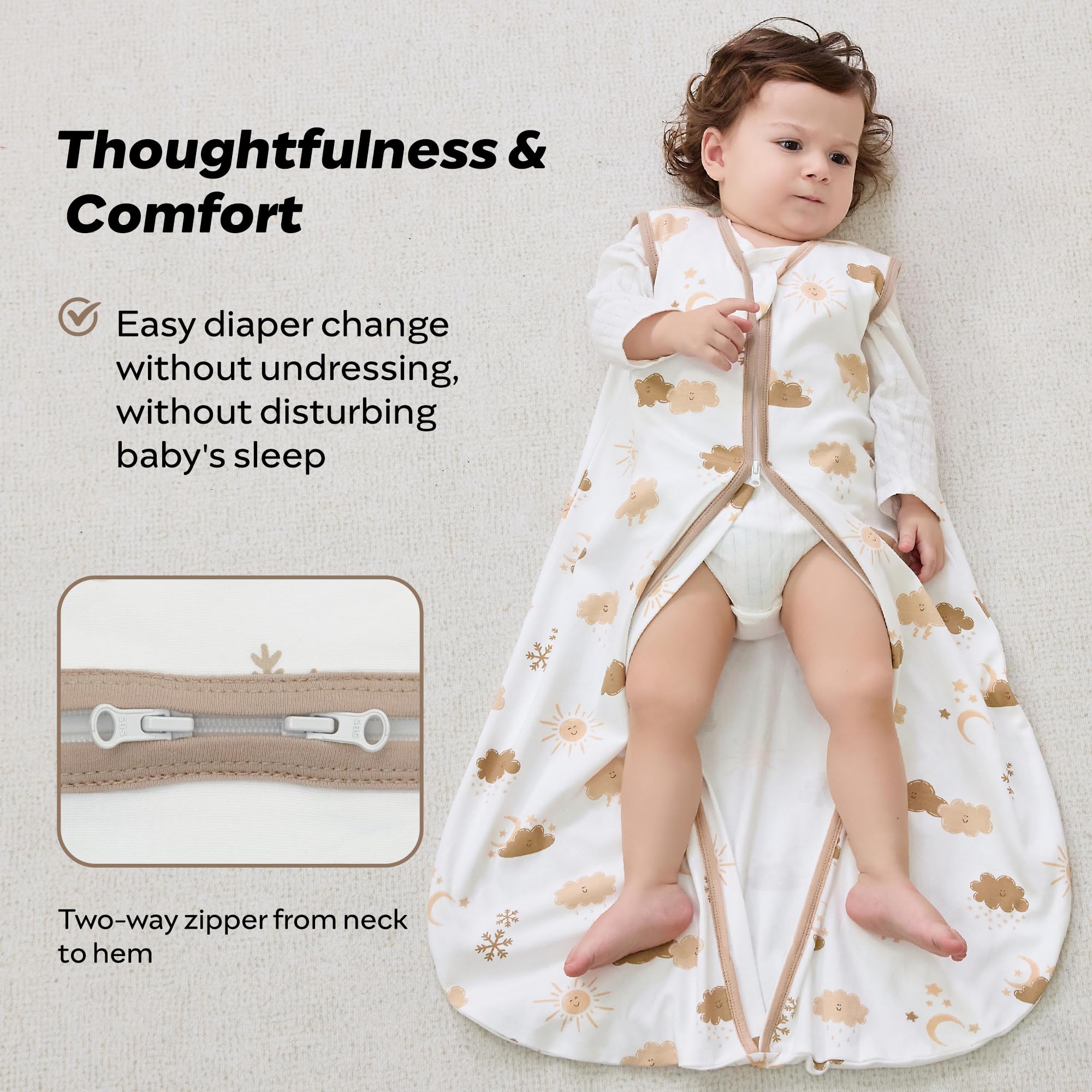 Jellymoni Sleep Sack care instructions illustrate easy machine washing