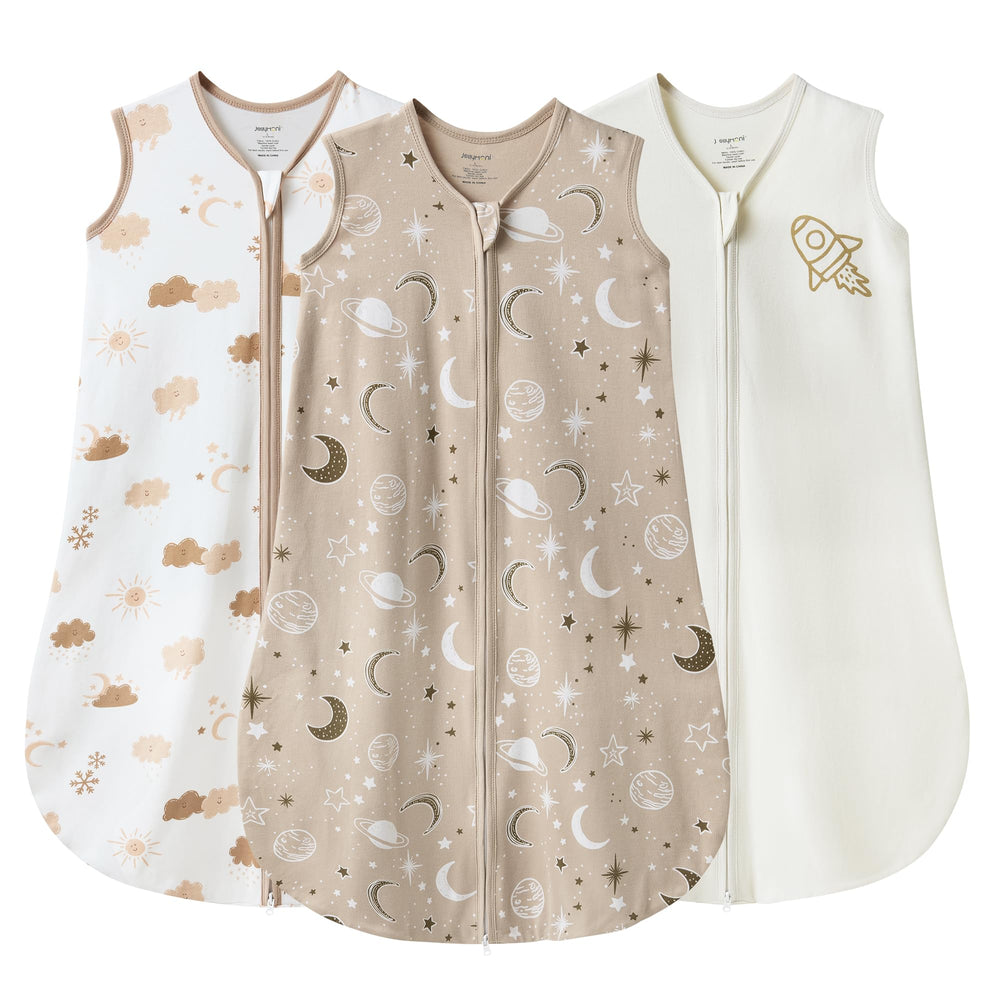 Jellymoni Sleep Sack front view highlights breathable organic cotton for gentle, cozy sleep