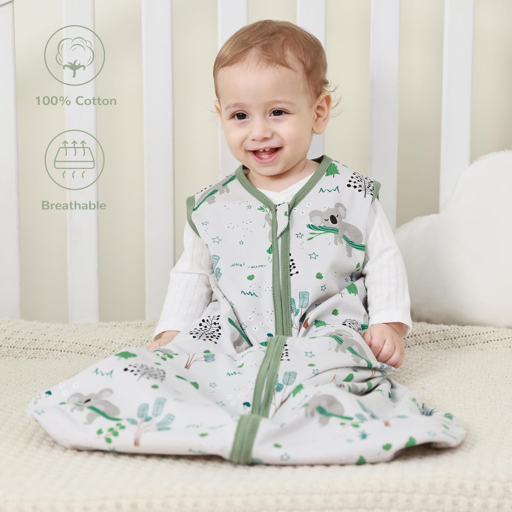 JELLYMONI sleep sack on toddler demonstrates cozy wearable blanket for peaceful sleep.
