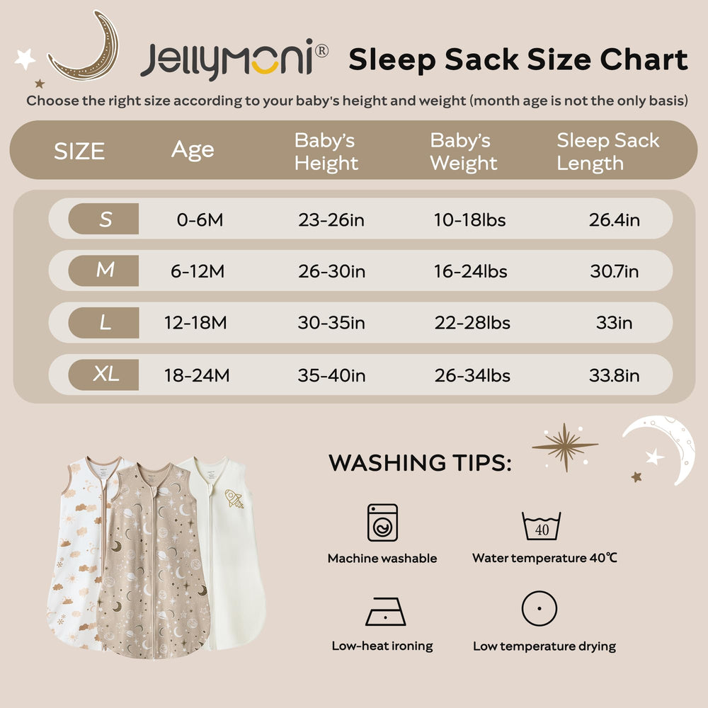Jellymoni Sleep Sack soft breathable fabric supports all-night comfort