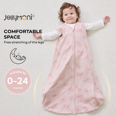 JELLYMONI sleep sack two-way zipper for easy diaper changes.