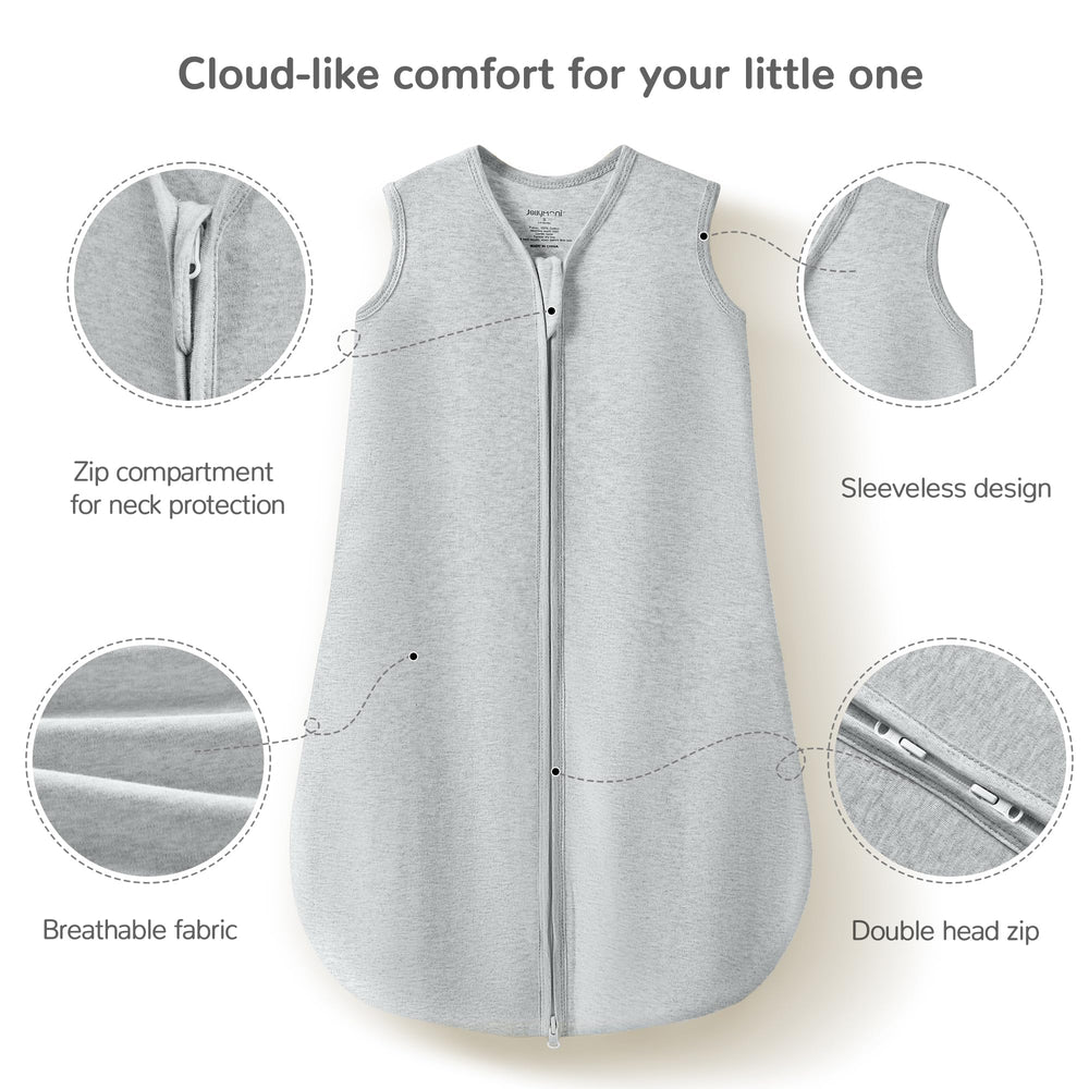 Jellymoni two-way zipper close-up for easy dressing and diaper changes.