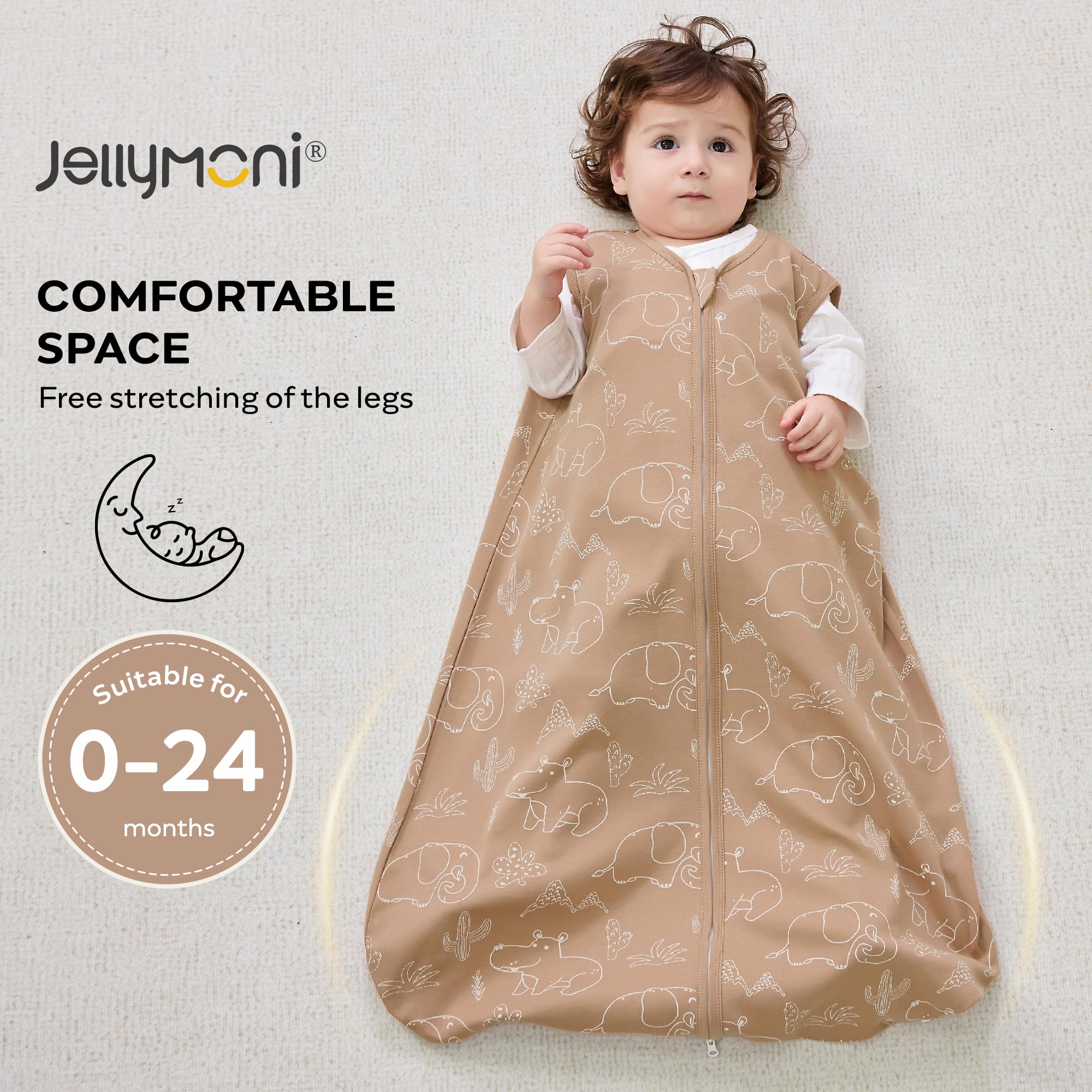 JELLYMONI two-way zipper for easy diaper changes and dressing.