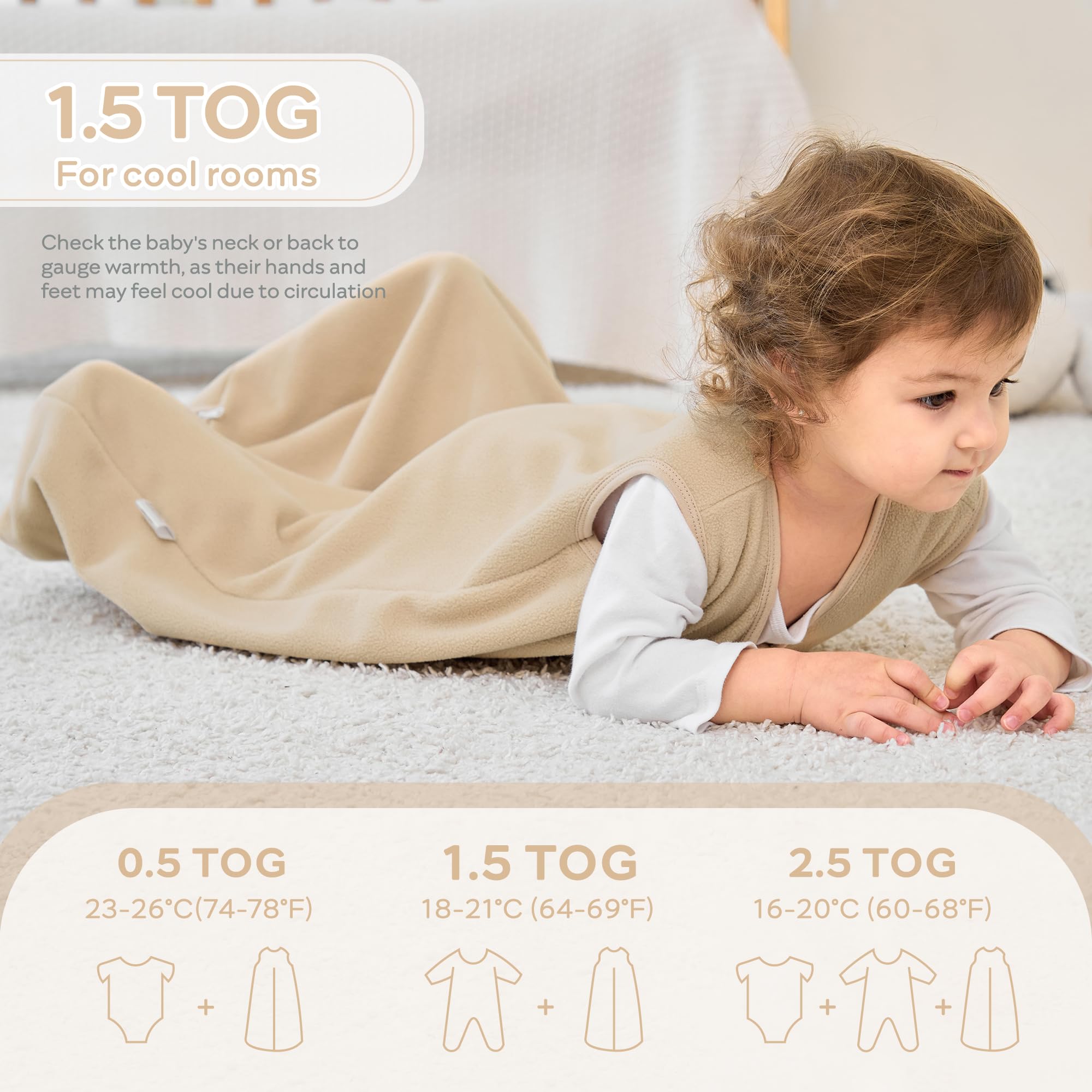 JELLYMONI sleep sack shows two-way zipper for simple diaper changes.