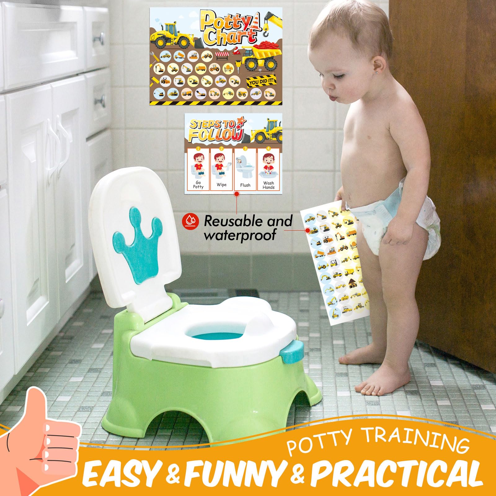 JellyPanda clown potty chart stickers add playful motivation for toddlers