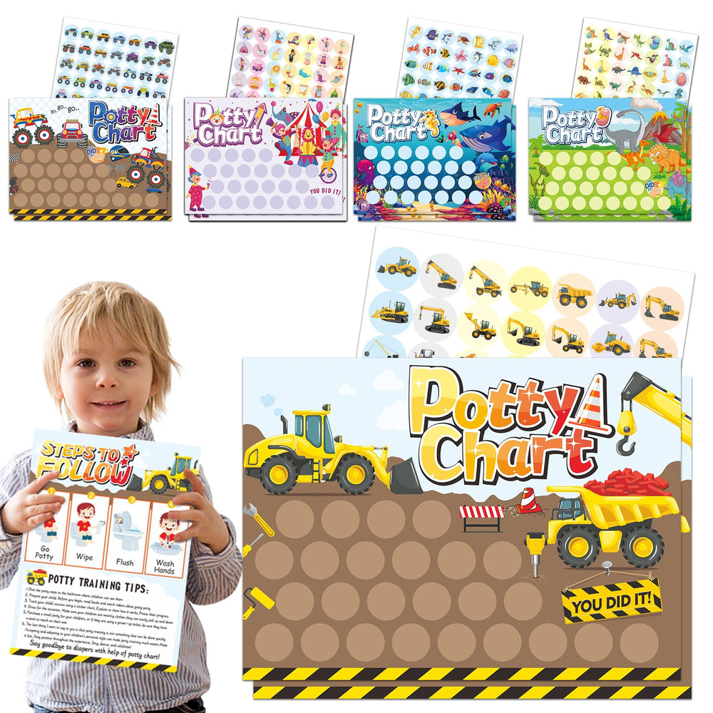 JellyPanda construction potty chart stickers motivate toddlers during potty training