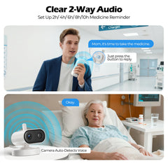 JEMXITG two-way audio on monitor enables in-room conversations.