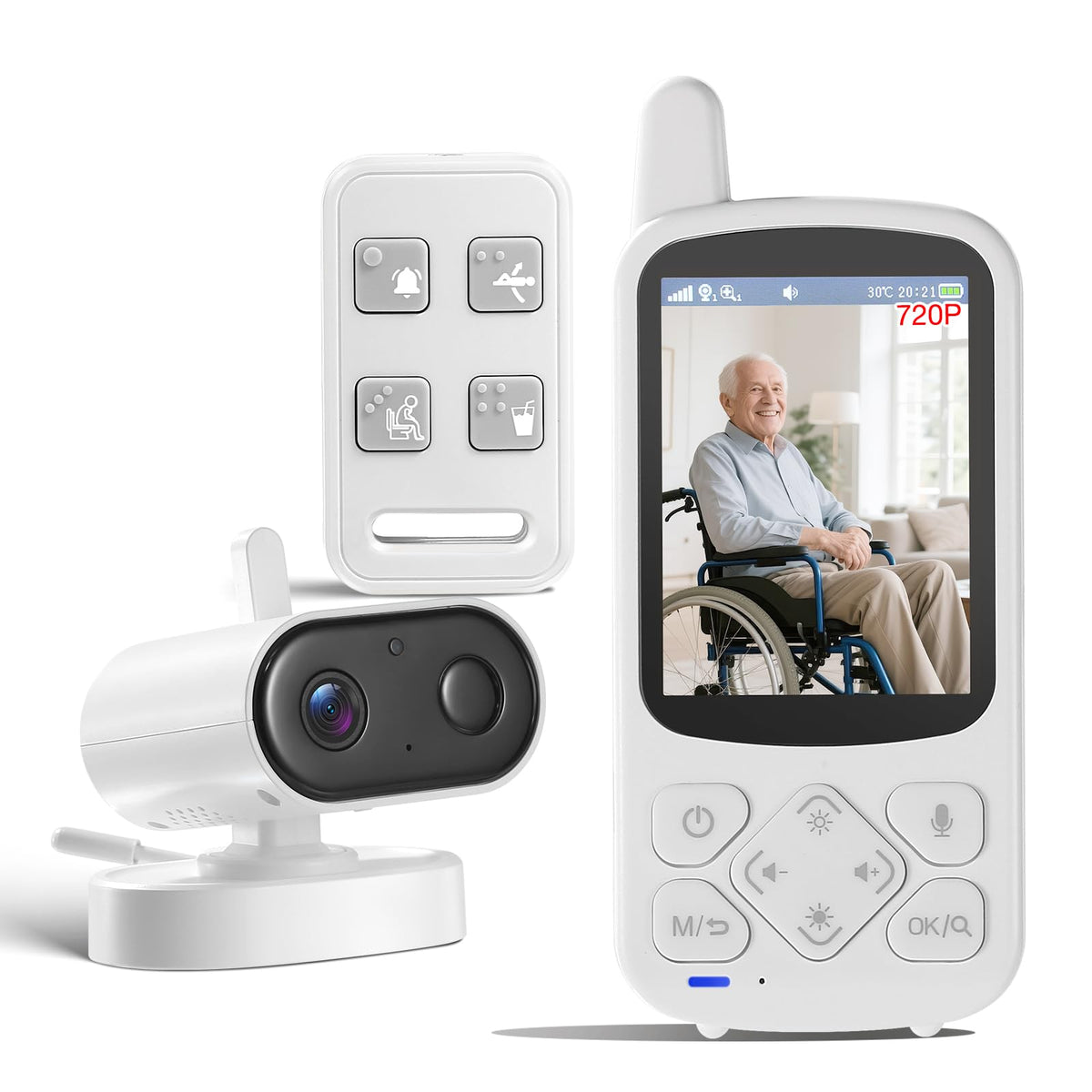 JEMXITG elderly monitor camera view for caregiver oversight.