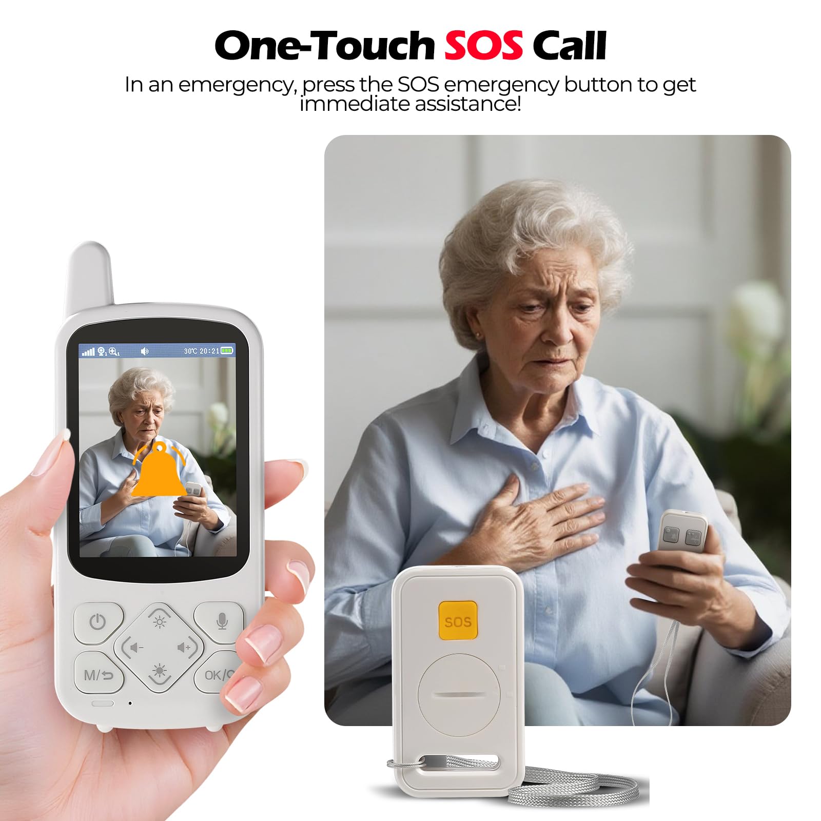 JEMXITG SOS button provides rapid caregiver alerts.