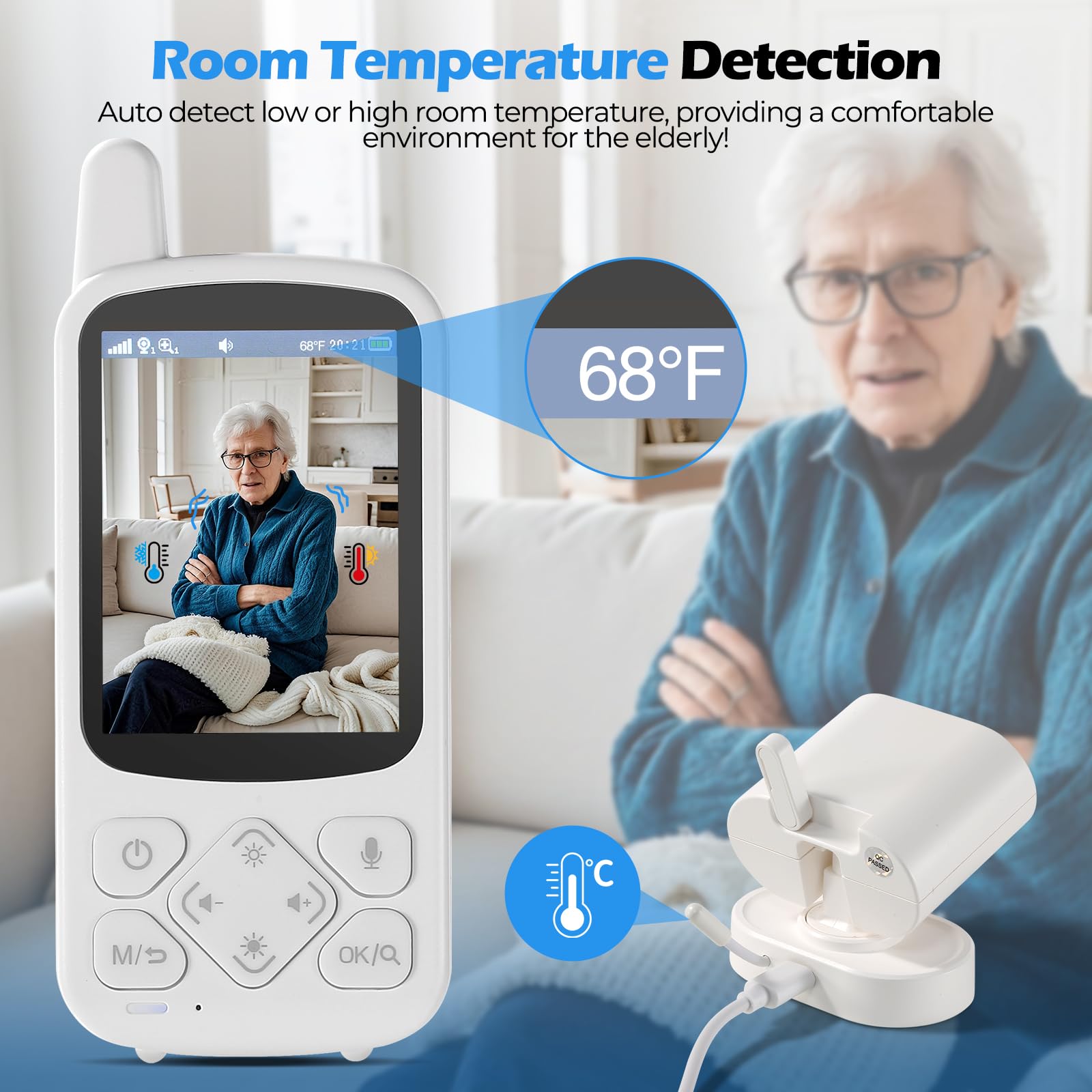 JEMXITG temperature sensor tracks room conditions for comfort.