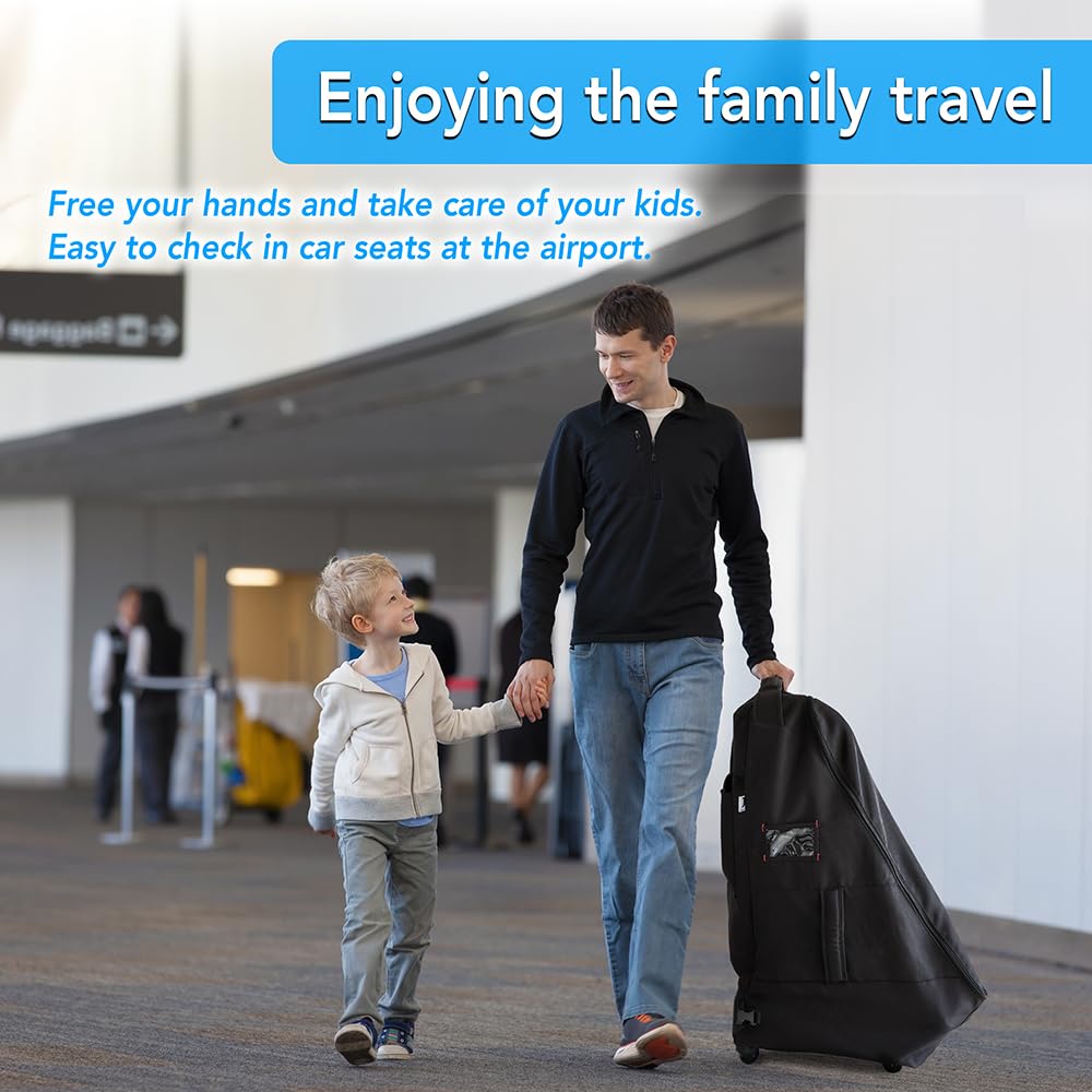 Jenen Jnzen car-seat carrier with wheels, side view for effortless rolling through terminals