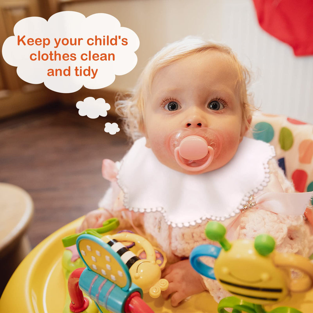 JenPen white bibs for ages 0-3 years support easy outfit changes.