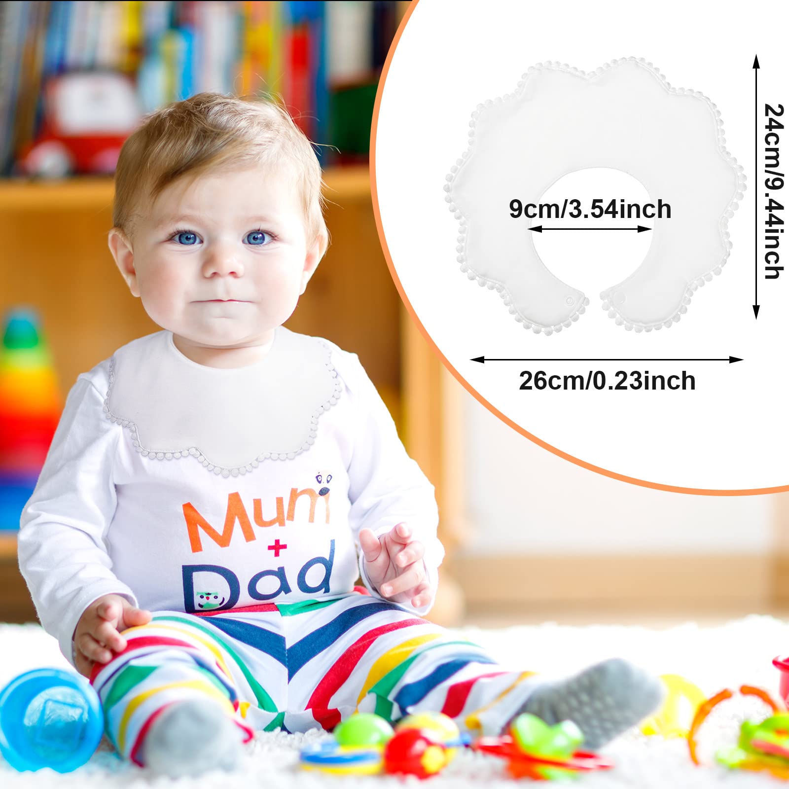 JenPen white baby bibs in bandana design, absorbent and comfy for teething sessions