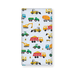 JEPFEIXIA construction vehicles pattern crib sheet for a playful nursery scene