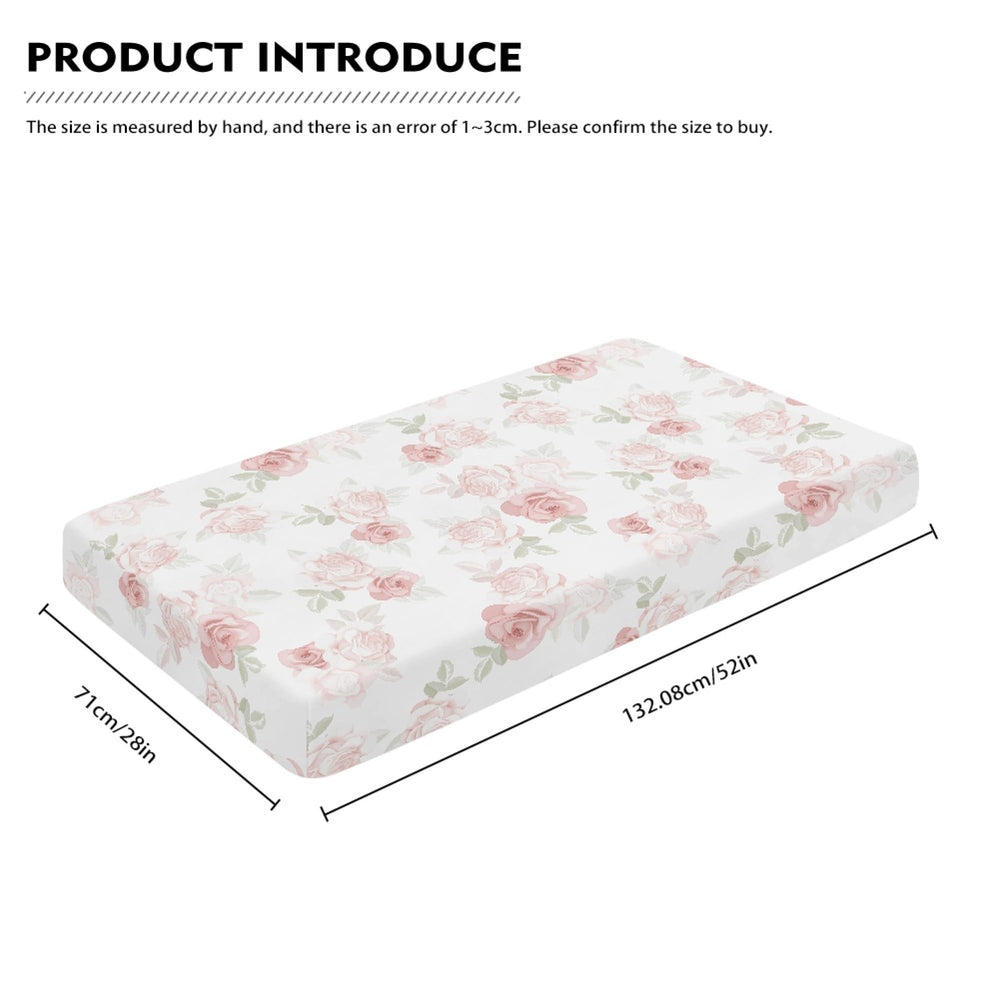 JEPFEIXIA pink roses fitted crib sheet fits standard 28x52x8 mattress securely.