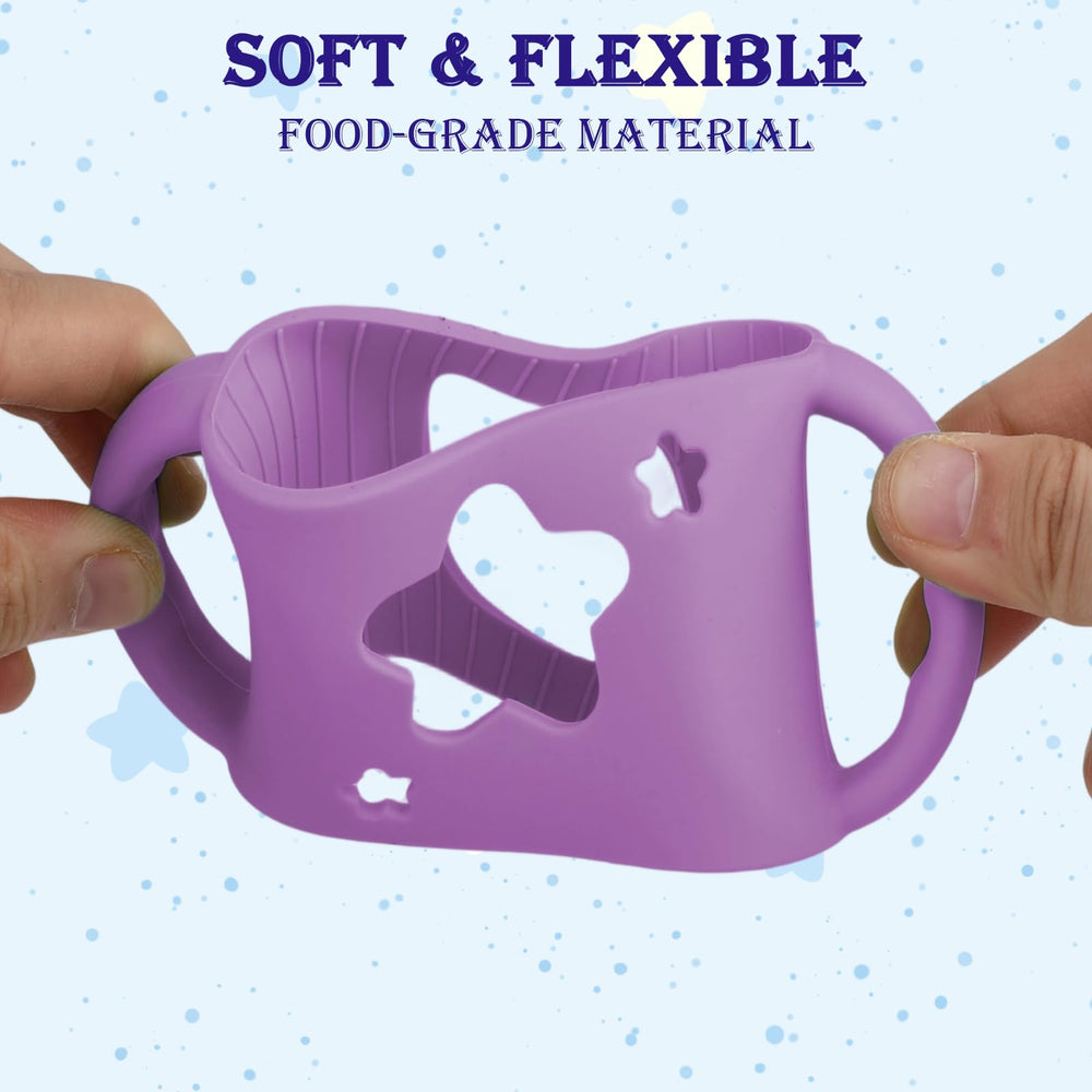 Jeqqinuz pink bottle handles offer ergonomic grip for tiny hands