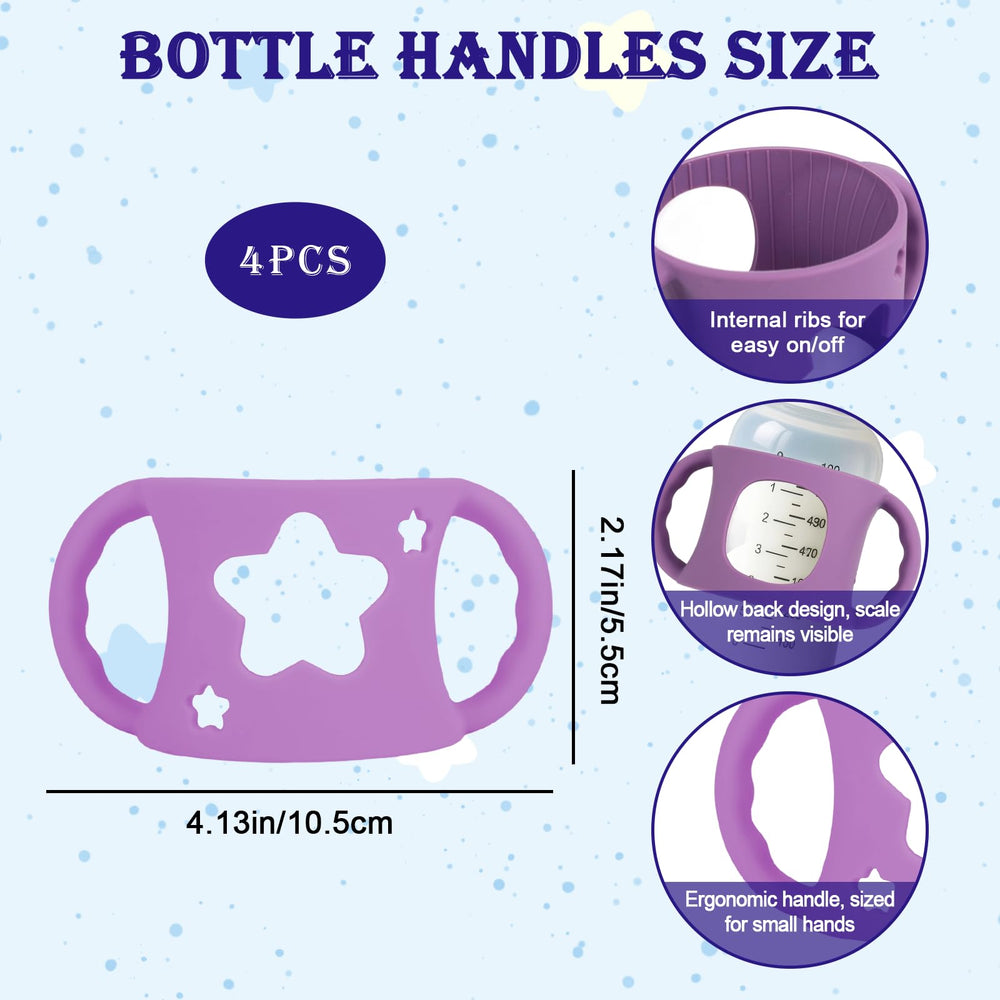 Jeqqinuz purple silicone handles fit 5oz Dr Brown bottle for secure grip