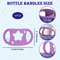 Jeqqinuz purple silicone handles fit 5oz Dr Brown bottle for secure grip