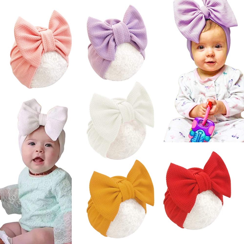 Jerague baby head wrap with big bowknot cap, soft daily wear for infants.