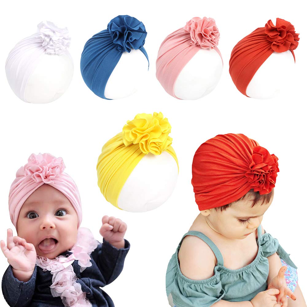 Jerague newborn head wrap hat with big bow for cozy daily wear