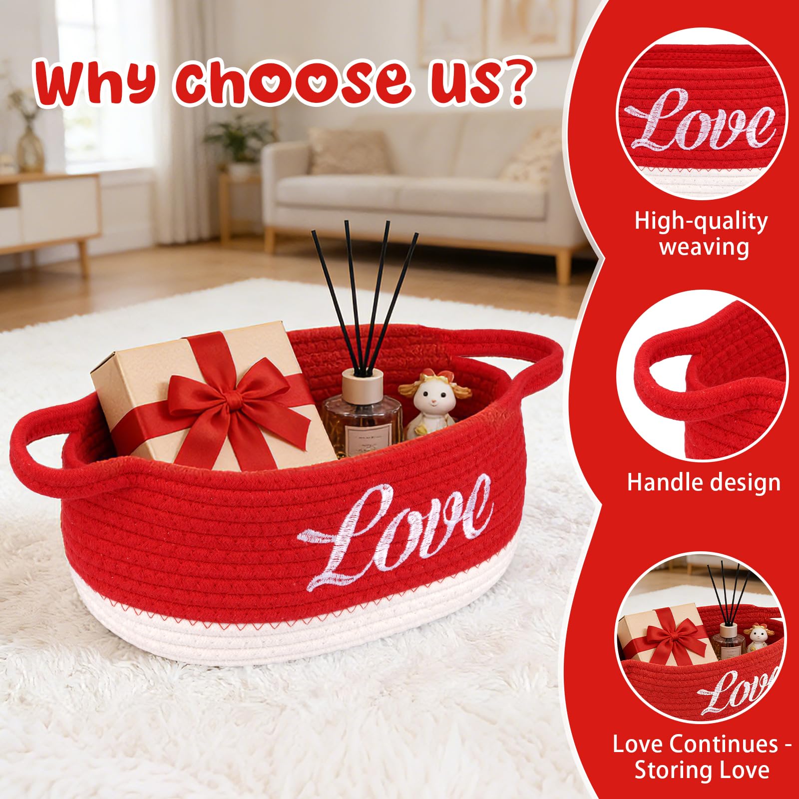 JEROKUMI woven cotton basket with bow—durable reuse