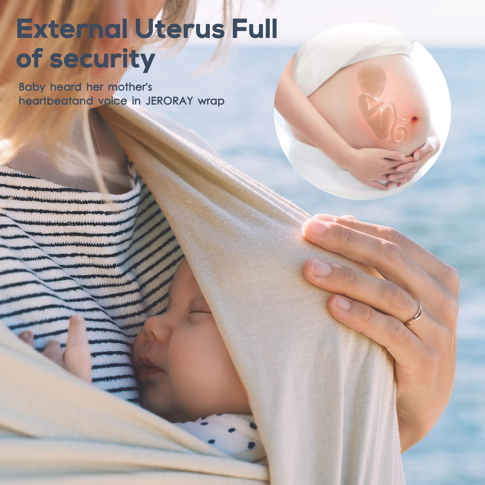 Jeroray Baby Wrap Carrier with ergonomic adjustable fit for parent comfort and support.