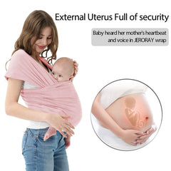 Jeroray Baby Wrap in hip-carry position demonstrates hands-free versatility for busy parents.