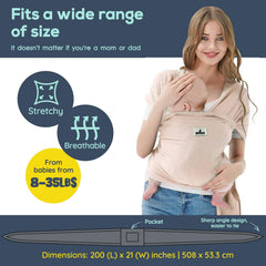 Jeroray Baby Wrap Carrier made of soft breathable fabric for year-round use.
