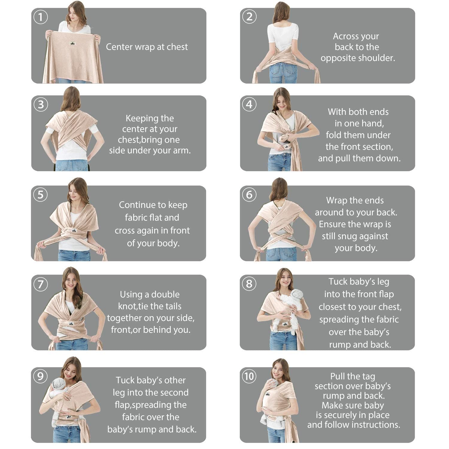 Jeroray Baby Wrap Carrier enabling easy wearing setup for busy caregivers.