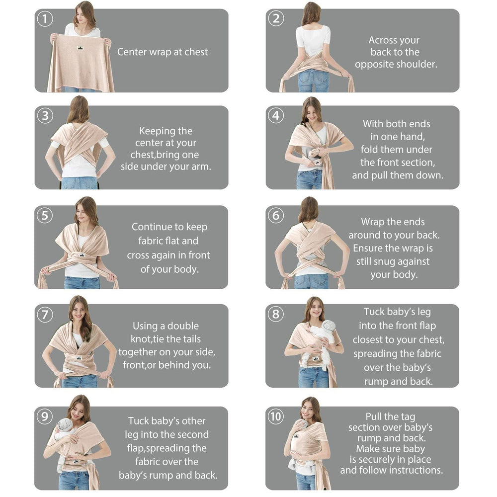 Jeroray Baby Wrap Carrier enabling easy wearing setup for busy caregivers.