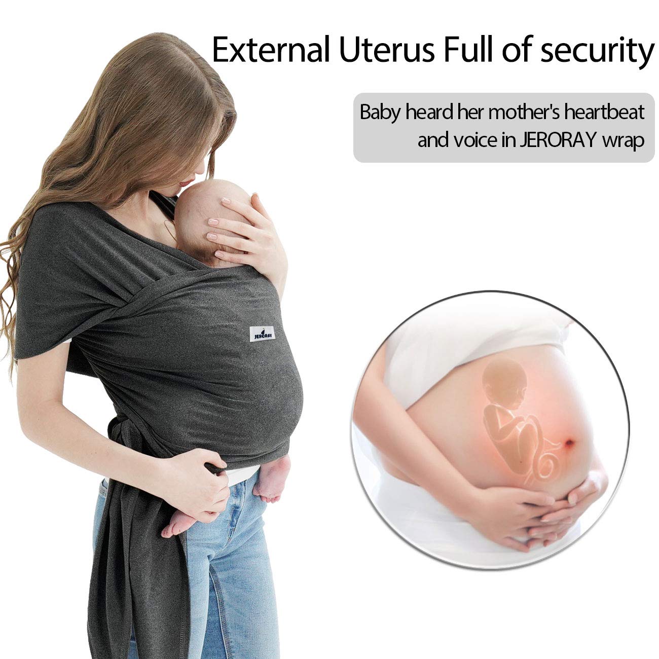 Jeroray Baby Wrap demonstrates weight distribution for comfortable wear