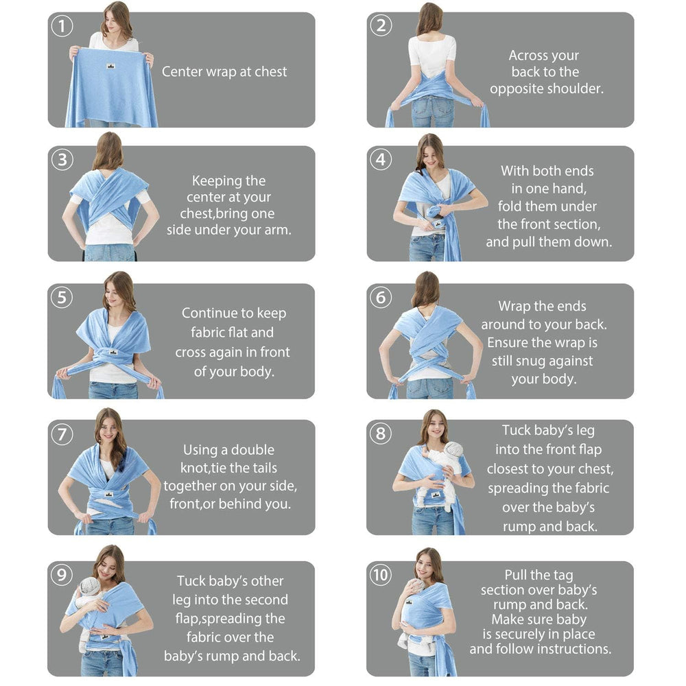 Jeroray Baby Wraps Carrier baby blue color adds calm style for caregivers and babies.