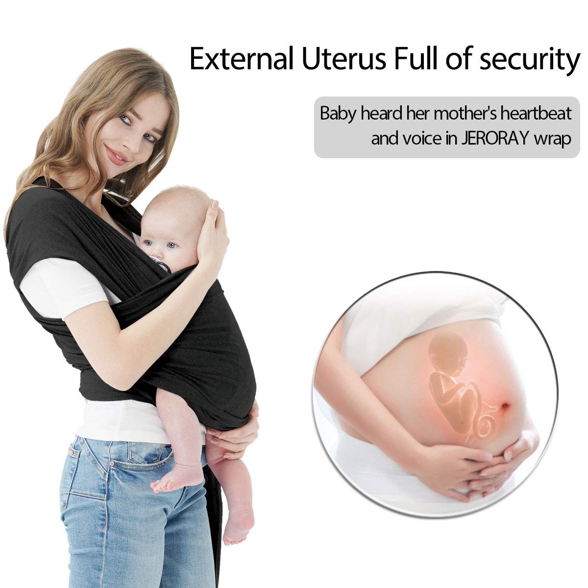 Jeroray Baby Wraps Carrier infant snug fit supports secure bonding
