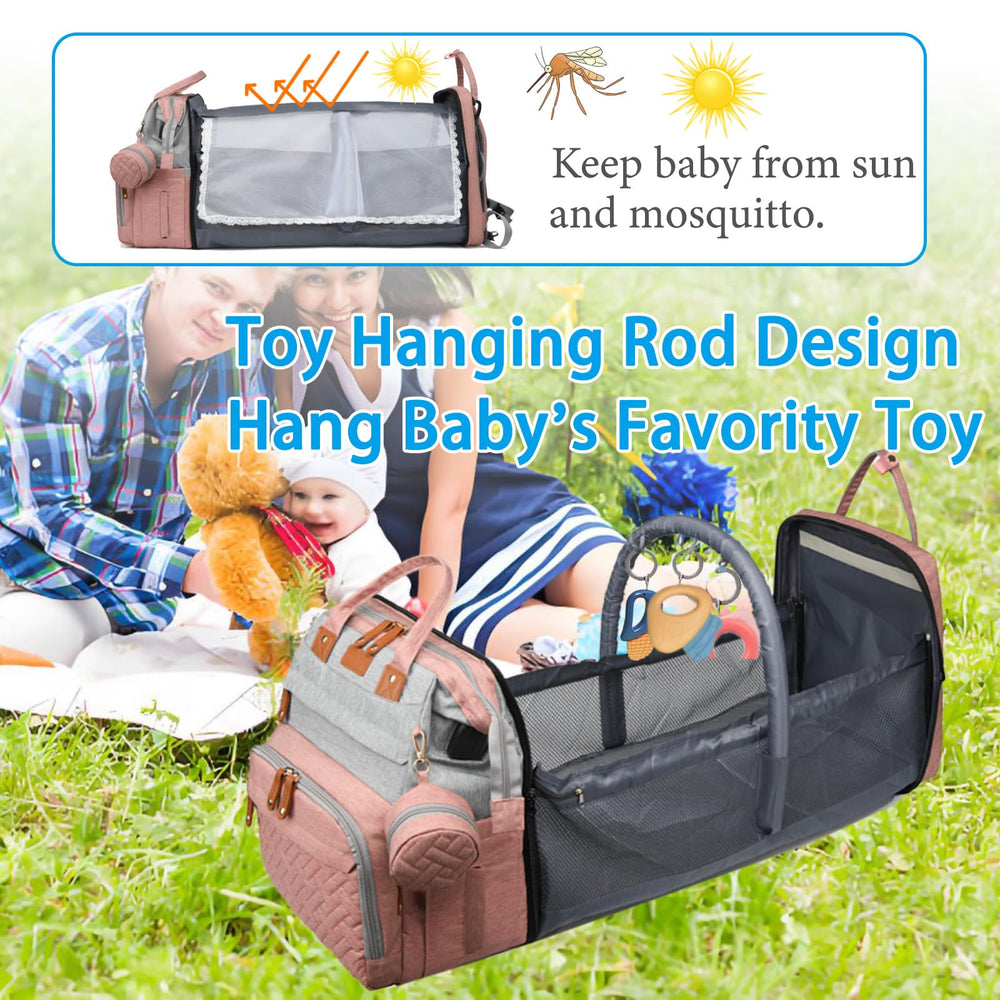 Detachable changing pad included with Jeryswet diaper bag for clean surfaces.