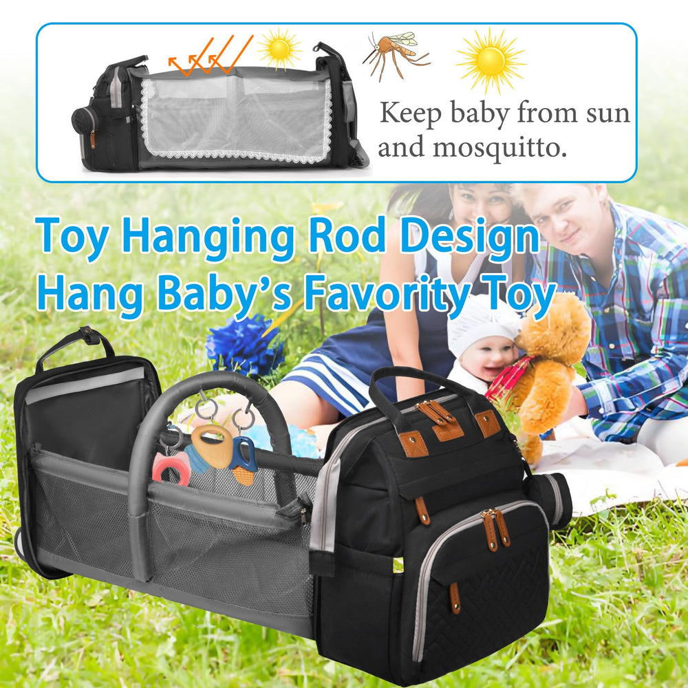 Jeryswet diaper bag showing detachable changing station for versatile use.