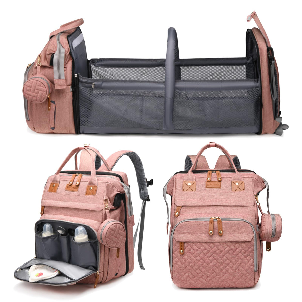Jeryswet diaper bag with foldable changing station for on-the-go changes