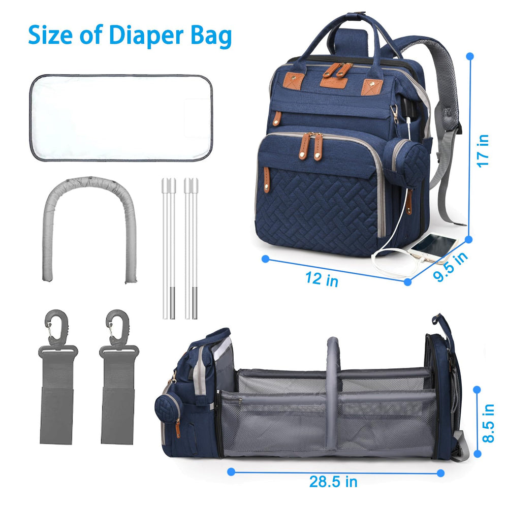 Jeryswet built-in stroller straps attach bag to stroller for hands-free outings.