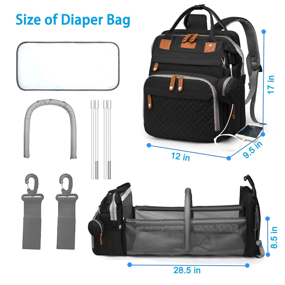 Jeryswet diaper bag built-in stroller straps for hands-free travel.