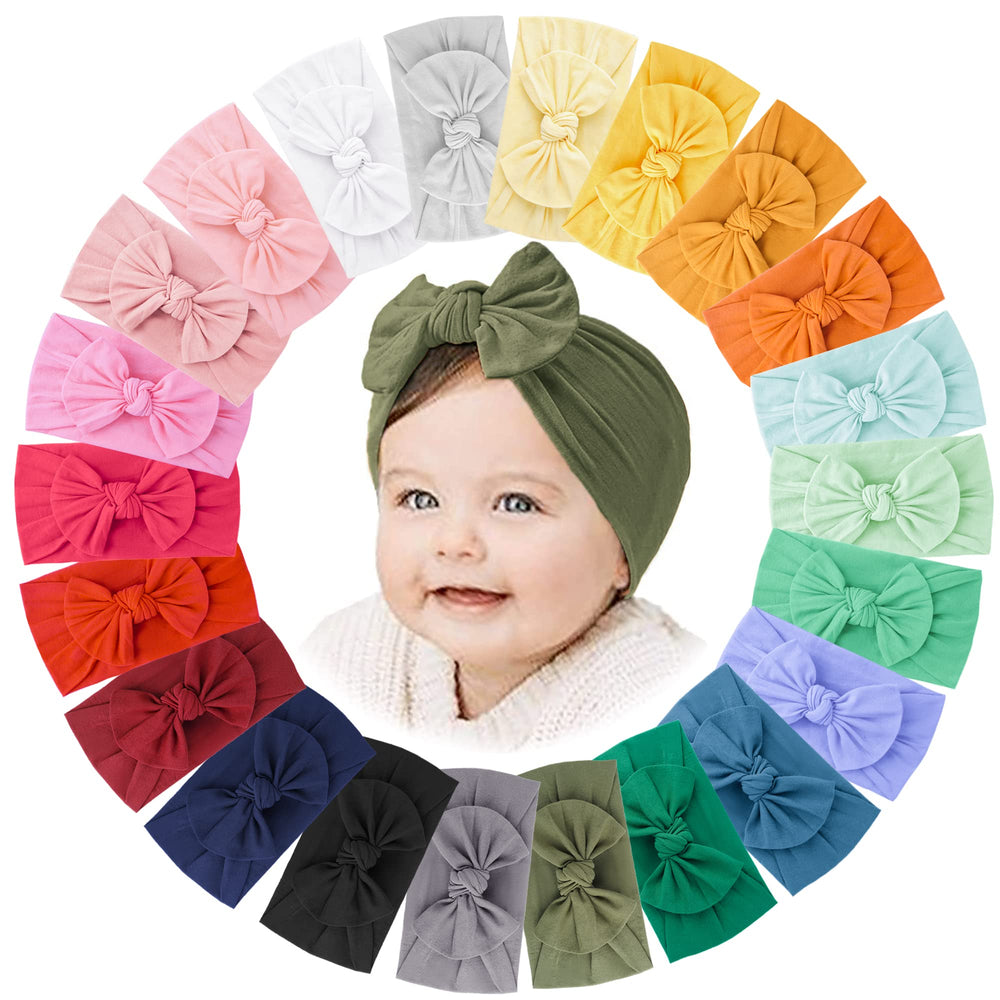 Jesries 22-piece baby headbands with bows in varied colors for versatile daily outfits.