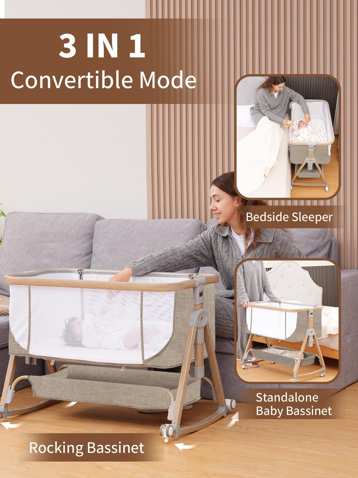 Jestonten 3-in-1 bedside sleeper supports night care with flexible setup.
