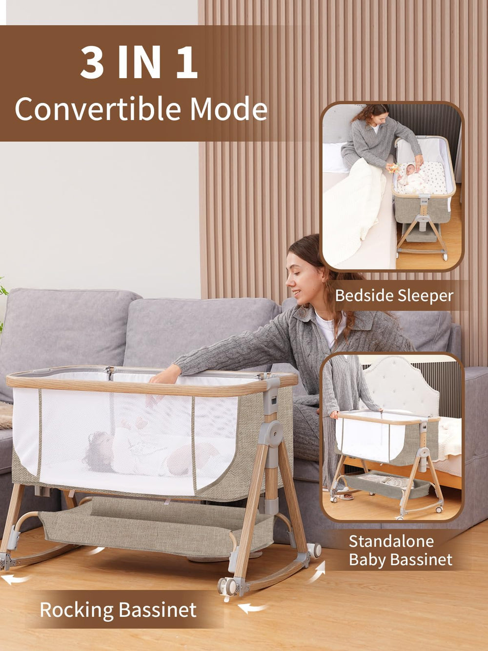 Jestonten 3-in-1 bedside sleeper supports night care with flexible setup.
