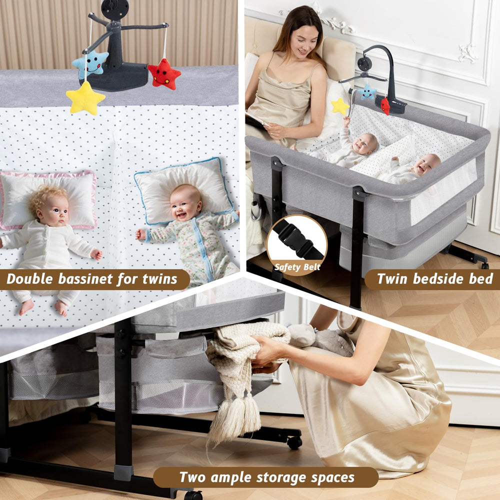 Jestonten Twin Bassinet 3-level height adjustment for bed alignment