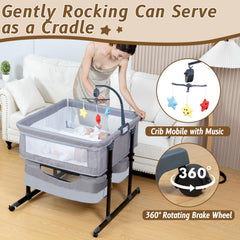 Jestonten Twin Bassinet bedside setup aligning with the bed