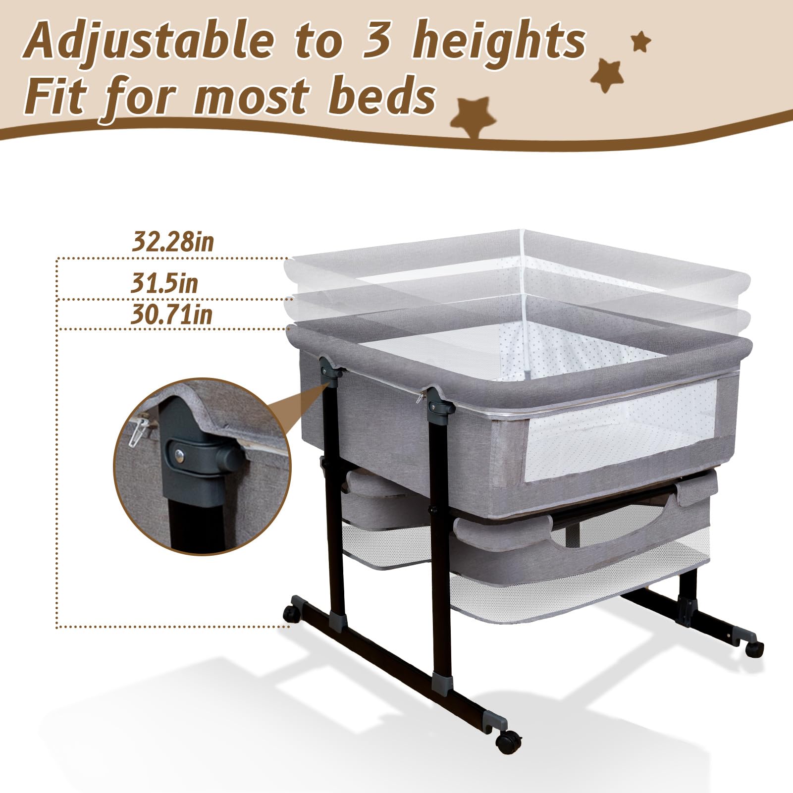 Jestonten Twin Bassinet foldable and travel-ready with carry bag