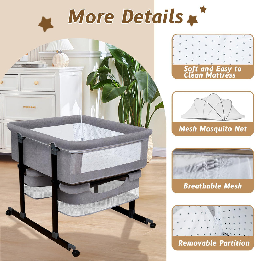 Jestonten Twin Bassinet mosquito net protecting sleeping twins